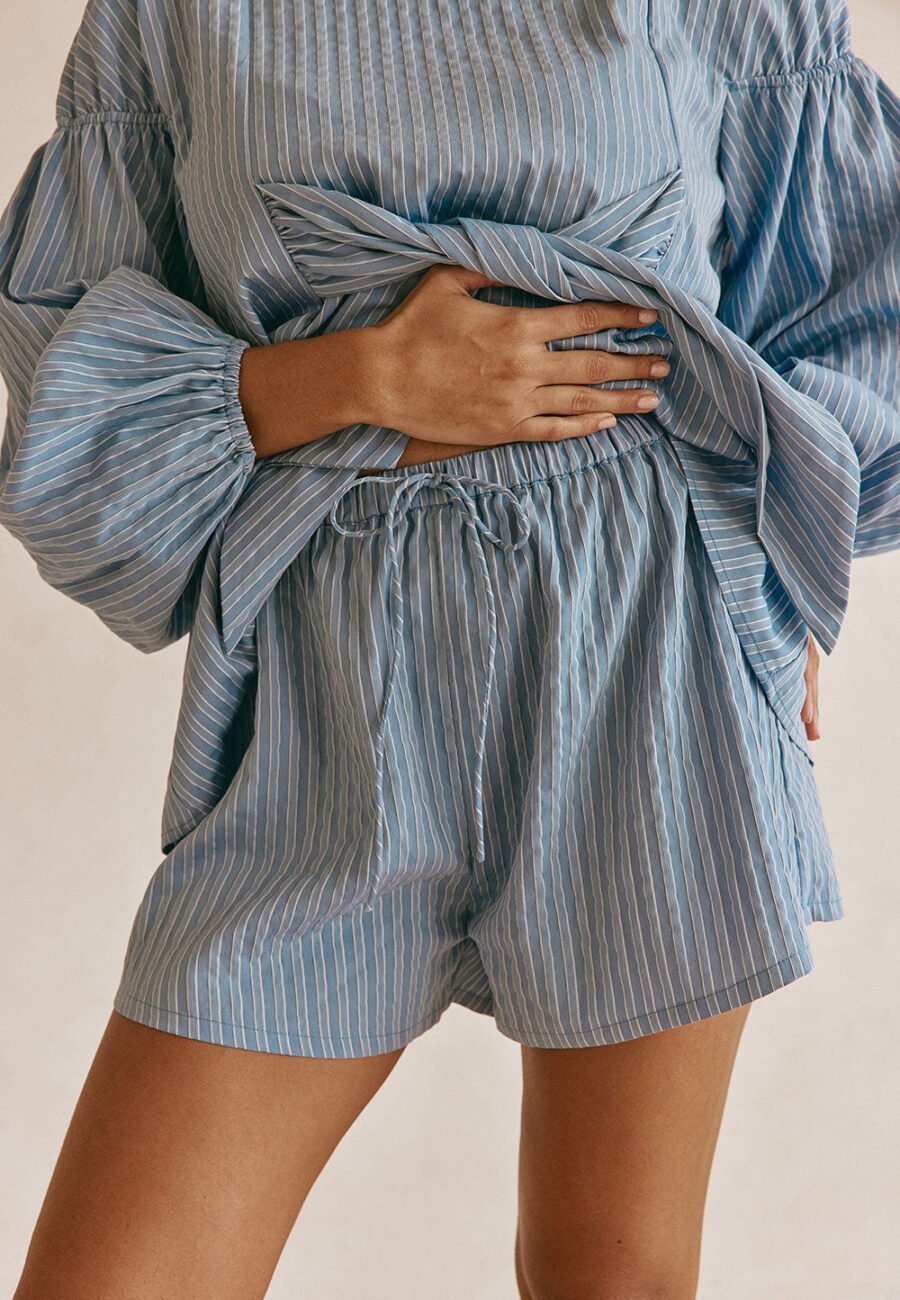 SAMPLE-Hailey Shorts - Blue Stripe