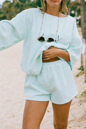 SAMPLE-Wanderer Shorts - Blue Minky